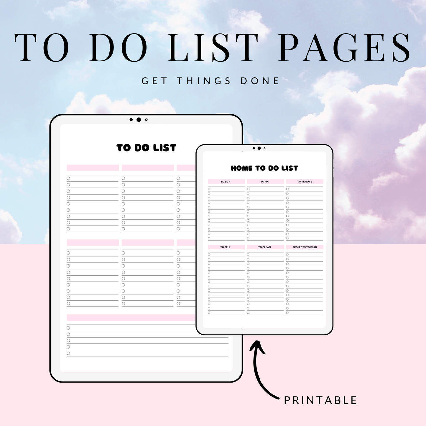 To do list sheets  - 12 pages